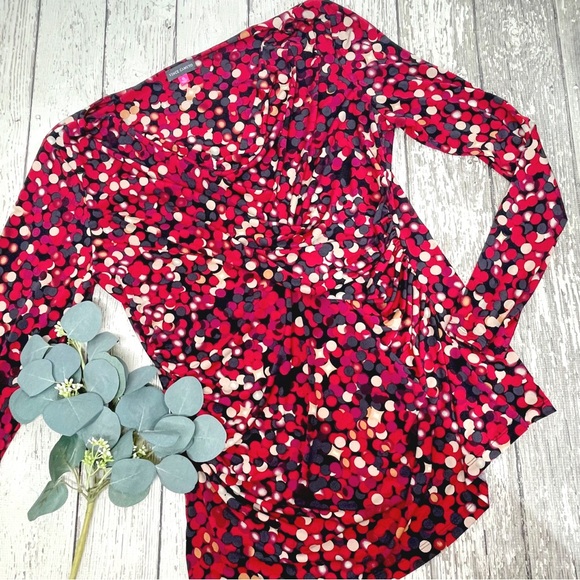 Vince Camuto Dot Print Cowl Neck Top - Picture 1 of 7